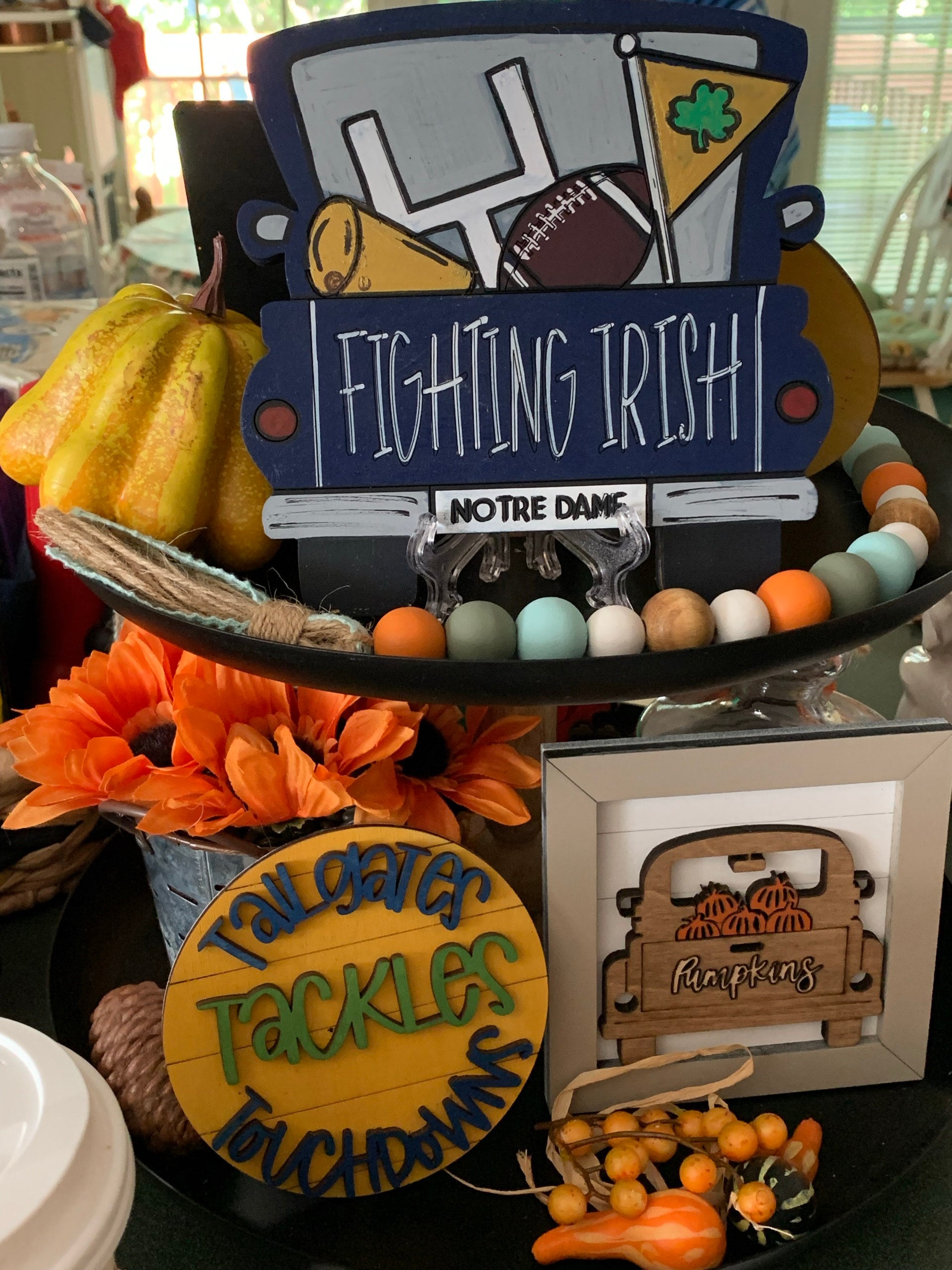 football tiered  tray decor/football decor/football signs/tiered tray signs/football tiered tray/Football decor/Football tray decor