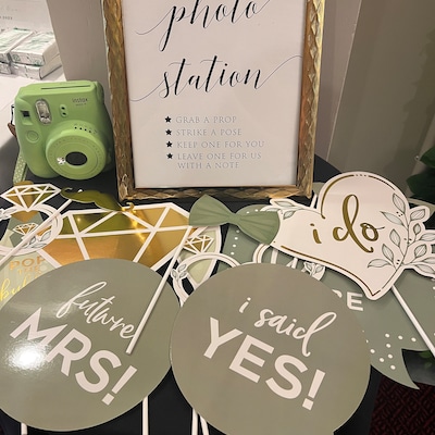Photo Set Up Sign Photo Station Sign, Grab A Prop and Strike A Pose, Wedding Signs ...