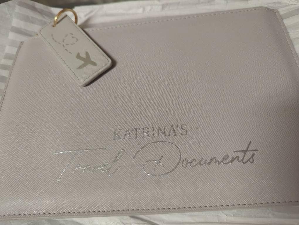Personalised Document wallet Travel Passport Holder Clutch & Plane Keyring, Various Colours Available Travel Wallet - Honeymoon Gifts
