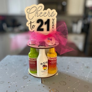 21st Birthday Party Decor For Her Birthday Celebration Event Sign Bottle Holder Custom Gift Party Table Decor Pink Centerpiece For Daughter - Ireland