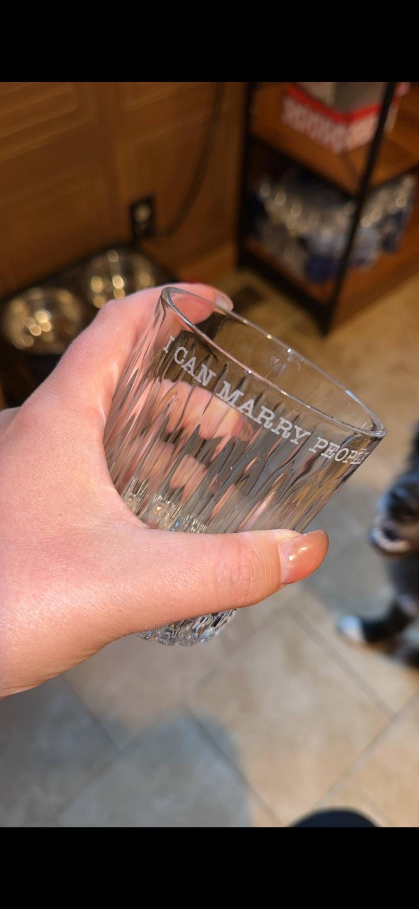 Personalized Wedding Gift for Officiant - Custom I can Marry People Whiskey Glass, Laser Engraved, 11 oz