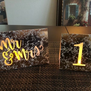 SUNFLOWER Table Numbers Luminaries Gold Copper White | Etsy