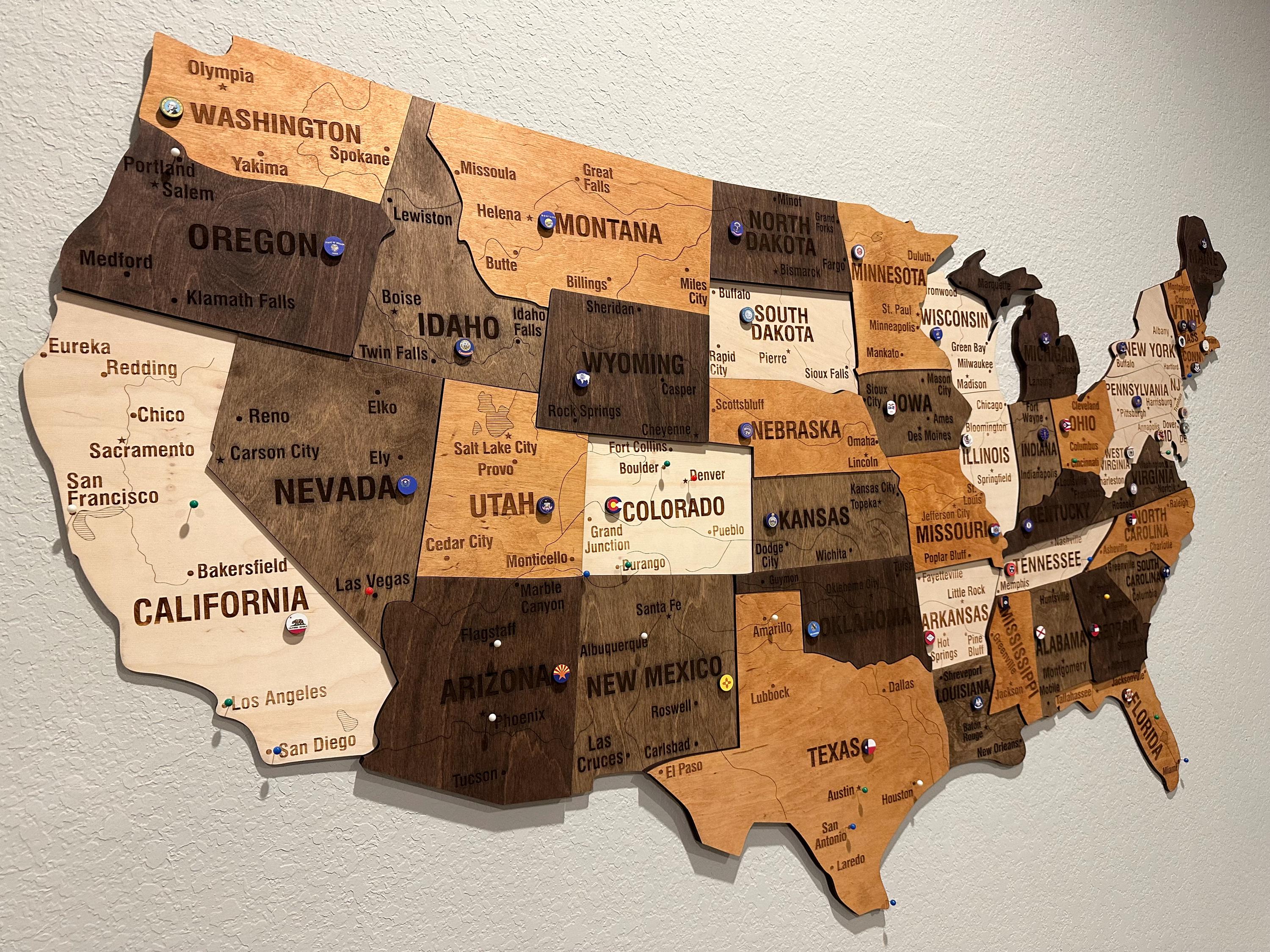 USA States Flags Push Pins