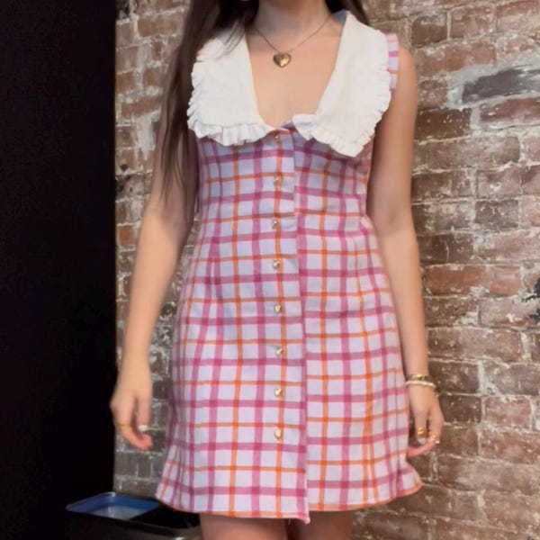 Floral Embroidered Peter Pan Collar Mini Dress