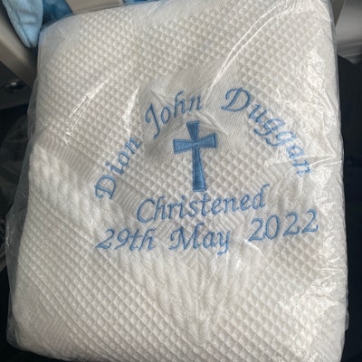 personalised baptism shawl