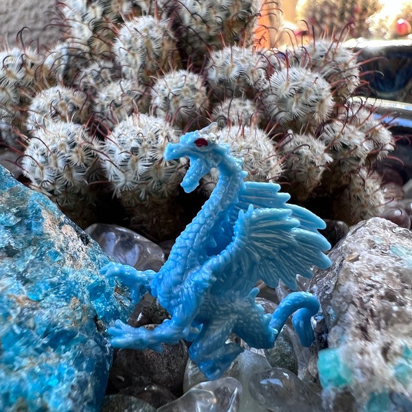 DRAGON MINIATURE Blue Dragon Tiny Figurine Mini Figures Dollhouse ...