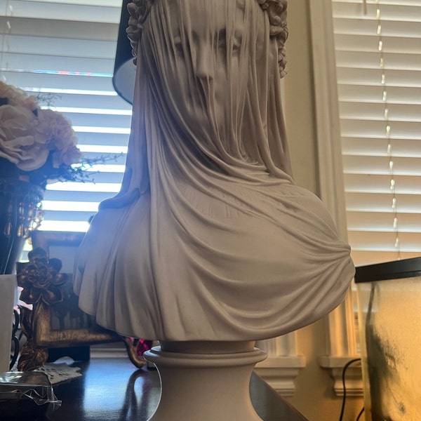 Veiled Lady Bust Sculpture - Female Antique Art Statue in Marble Stone ...