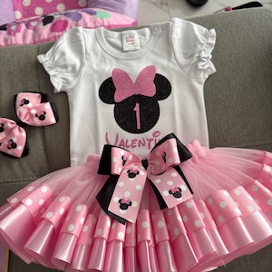 1st Birthday Minnie Tutu Outfit, Minnie Birthday Tutu, Pink Minnie tutu, Birthday outfit,