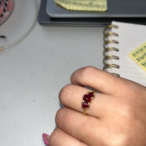 Customer photo from Sign in with Apple user, Triple Raw Garnet Ring, , Gold Ring, Garnet