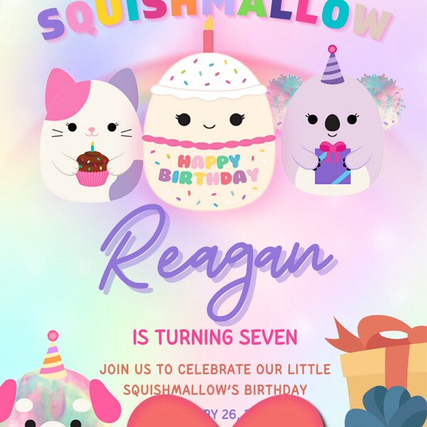 Squishmallow Birthday Invitation, Squishmallow Editable Invitation ...
