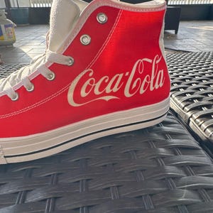Zapatos de Coca Cola, zapatillas altas de Coca Cola, zapatillas altas estilo Fan Converse, zapatos personalizados, zapatos para mamá, papá e hijo