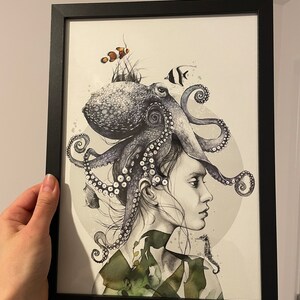 タコ（Octopus Vulgaris）ジクレー版画、A4、A3、またはA2 - 水中壁画