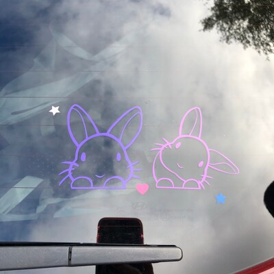 Rabbit Sticker Peeking Bunny Car Decal, Rabbit Laptop Decal, Bunny ...