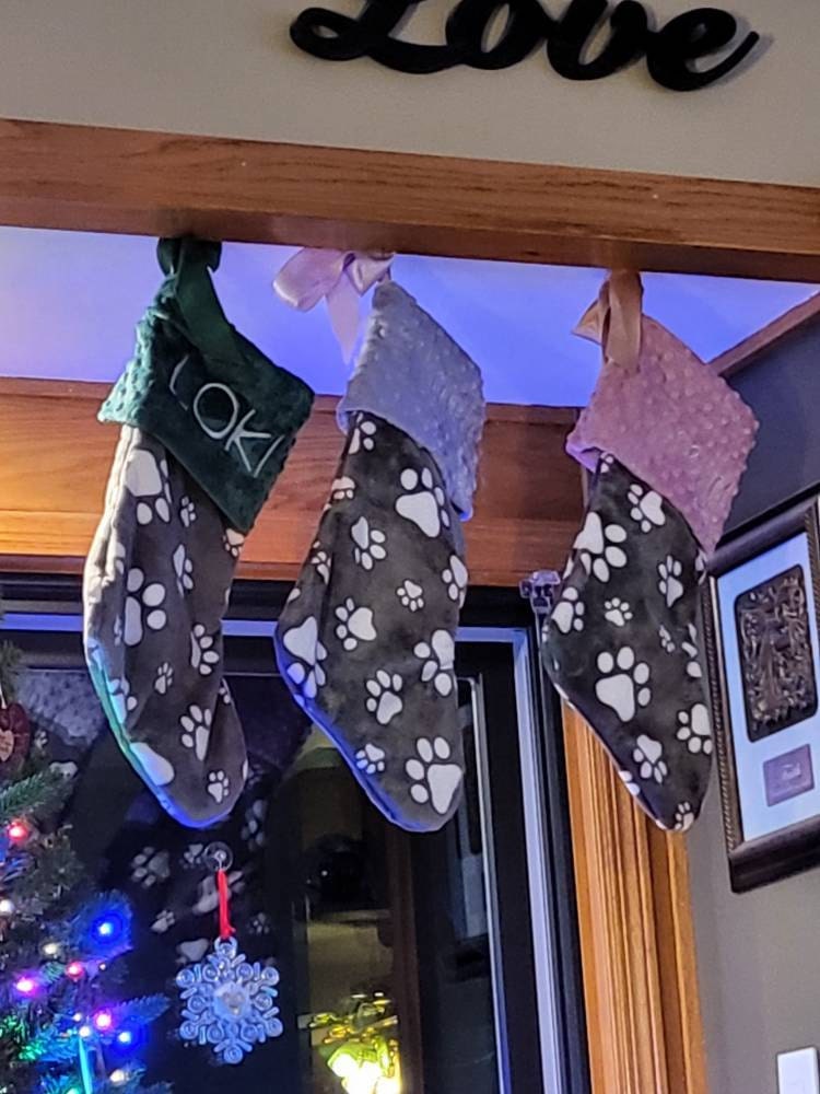 Paw Print Dog Stocking, Dog Christmas Stocking, Paw Print Christmas Stocking, Personalized Pet Christmas Stocking, Dog Christmas Stocking