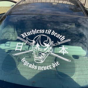 Ruthless Til Death V2 Rear Window Decal Car Sticker Banner JDM Vinyl  Graphic