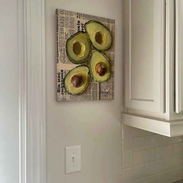 アボカドの壁アート アボカドの絵画 オリジナルの油絵 食べ物の絵画