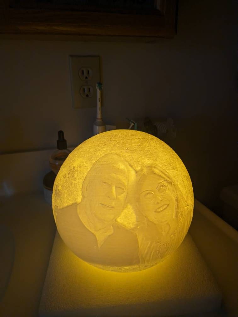 Personalized 3d Photo printed Lunar night Moon Lamp, Custom Photo Lunar Moon Lamp Night Light, Bedside lamp, Couples Gifts,Christmas Gift