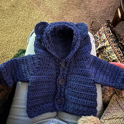 Crochet PATTERN Bear Hooded Cardigan sizes Baby up to 8 Years english ...