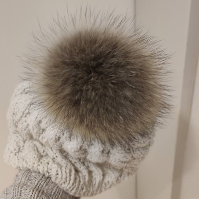 Arctic Fox Fur Pom Pom Black Fur Pom Pom Real Fur Pompom Hat Fur Pompom ...