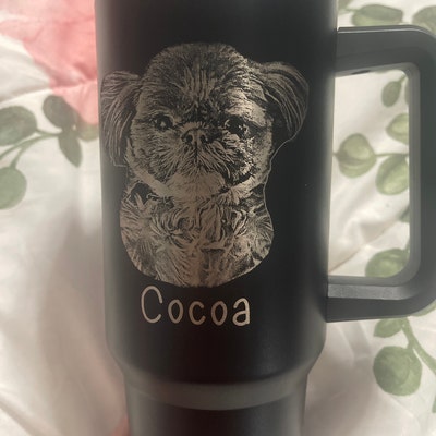 Rescued By My Dog Every Day - Dog Personalized Custom Engraved 40oz Tumbler With Handle - Gift For Pet Owners, Pet Lovers
