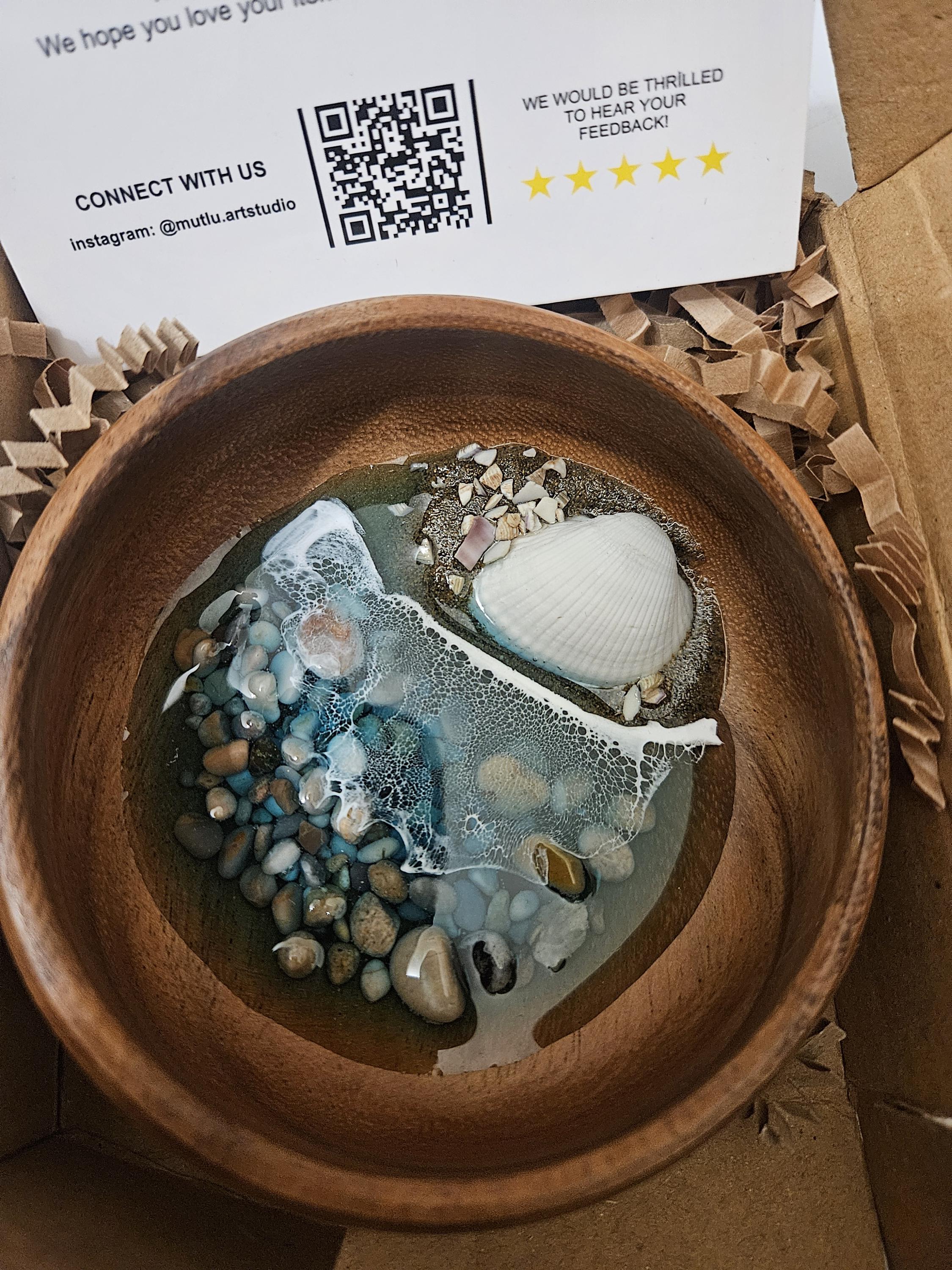 Ozean inspirierte personalisierte Ringschale aus Harz, Geschenk für Sie - Hochzeitsgeschenk - Jubiläumsgeschenk - Schmucktablett - Ringschale aus Holz - Lehrergeschenk
