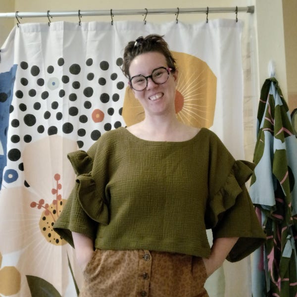 Drop Shoulder Ruffle Sleeve Top Sewing Pattern - Etsy