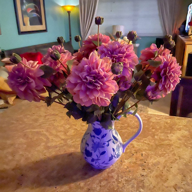 Dalia dai colori sfumati, fiori di dalia artificiali, grande dalia rosa antico avorio per bouquet da centrotavola da matrimonio - Italia