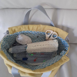 Project Bag, Bag for Knitters, Knitting Bag, Bucket Bag, Organizer Basket,  Big Toiletry Bag, Drawstring Project Bag, Large Toiletry Bag 