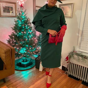 olive green hoodie dress Sure Design Shawl Hoodie Combo Sweater Dress in Green main image 1