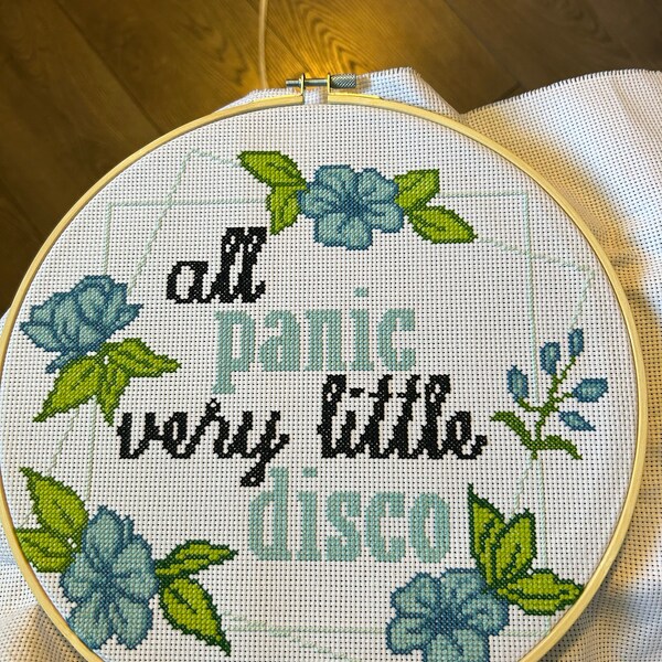 Funny Floral Cross Stitch Pattern: All Panic Very Little Disco Snarky ...