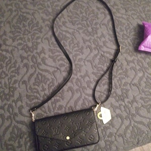 Black Petite Leather Strap for LV Pochette Alma Eva Etc 