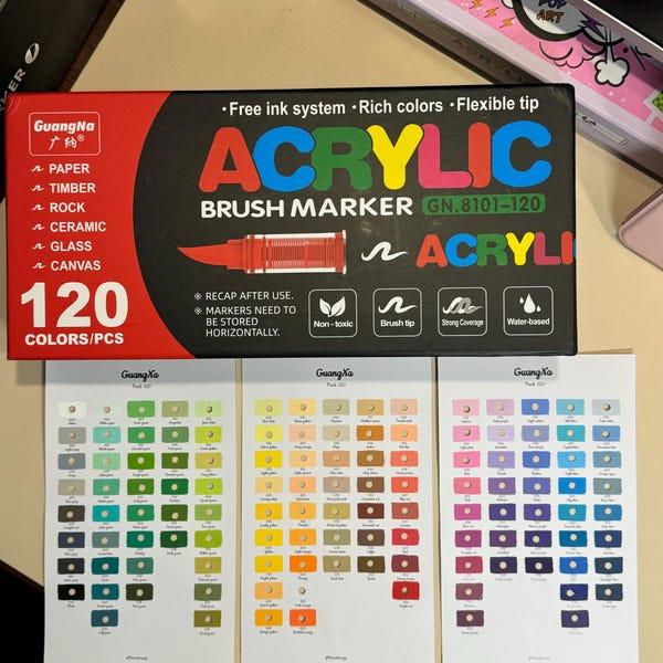 Guangna 168 Color Chart (blank Digital PDF Format Brush Acrylic