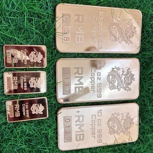X-LARGE 10oz 999 Copper Bullion Bar 
