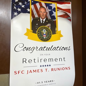Army Retirement Sign Template with Photo for Party or Ceremony Army, National Guard, Officer, NCO, SNCO