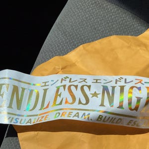 Endless Nights JDM ホログラフィック デカール、車のフロントガラス