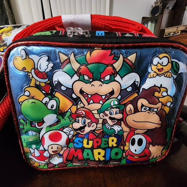 Sac à Lunch Rouge Super Mario Bros - Motif Mario Et Yoshi Wii - Neuf Avec étiquettes - Marque Nintendo