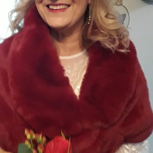 faux fur shawl red