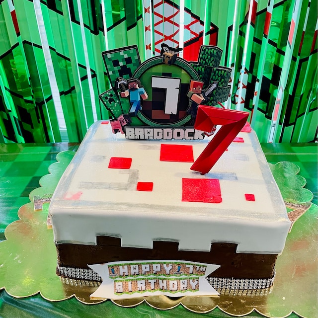 Kym's Kitchen on X: 2 tier Minecraft cake dignified finished with custom  topper by @wonderpaperuk ⚔️  / X