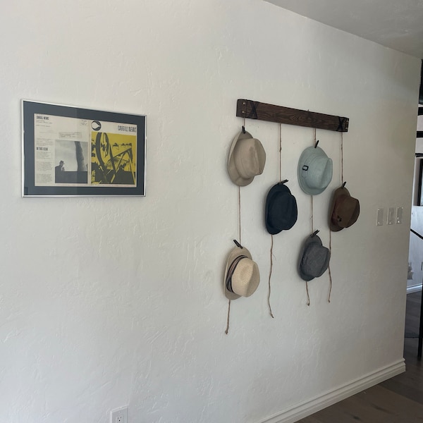 Hat Organizer - Hat Wall Hanging - Fedora Display - Hat Rack ...