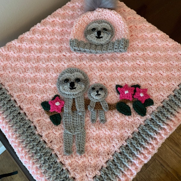 Mom & Baby Sloth Crochet Applique Pattern Instant Pdf Download - Etsy