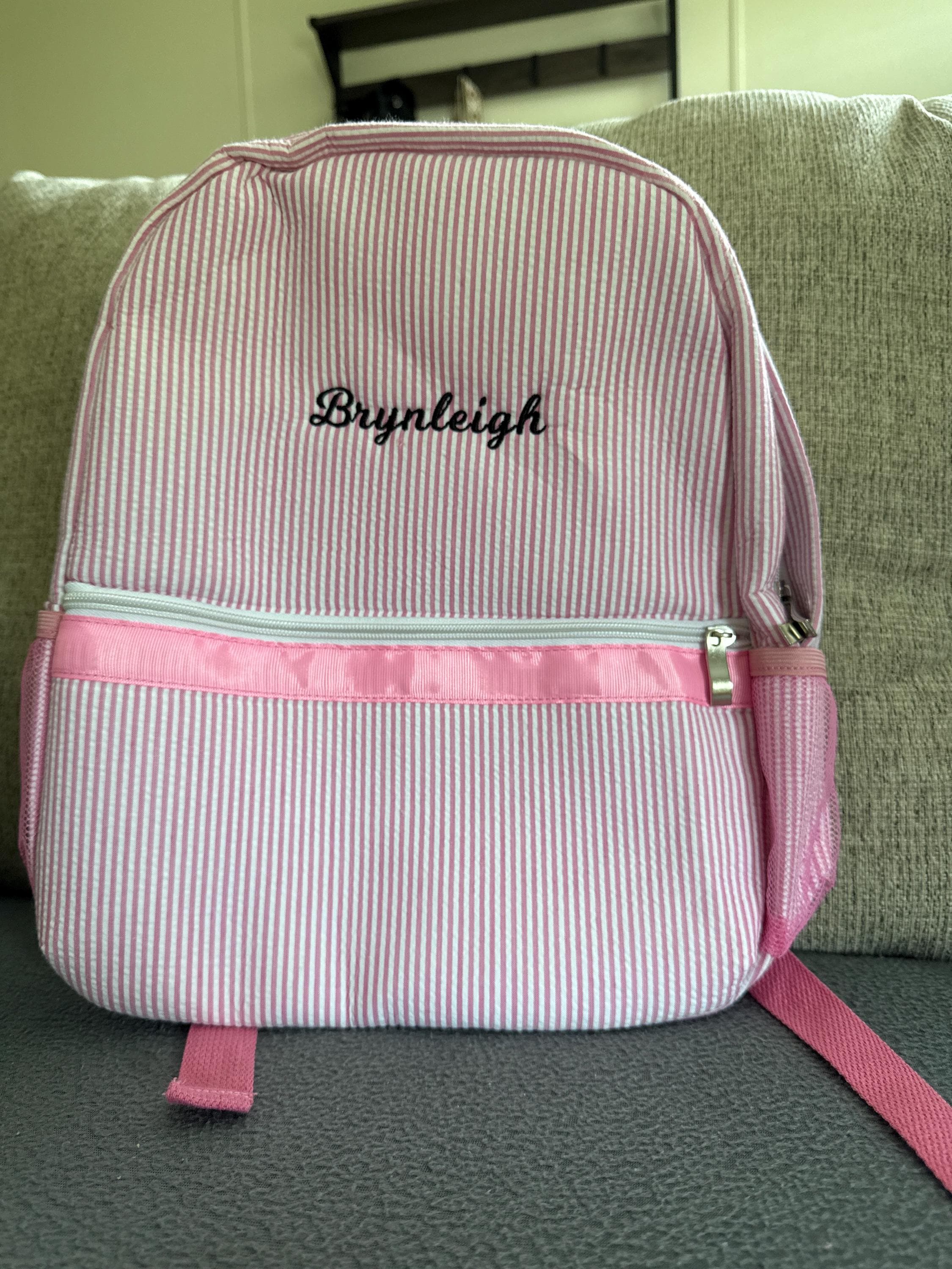 Toddler Backpack, Personalized Kids' Backpack, Seersucker Preppy Backpack, Classic Cute Kids School Bookbag, Child Gift, Boys Girls Bag