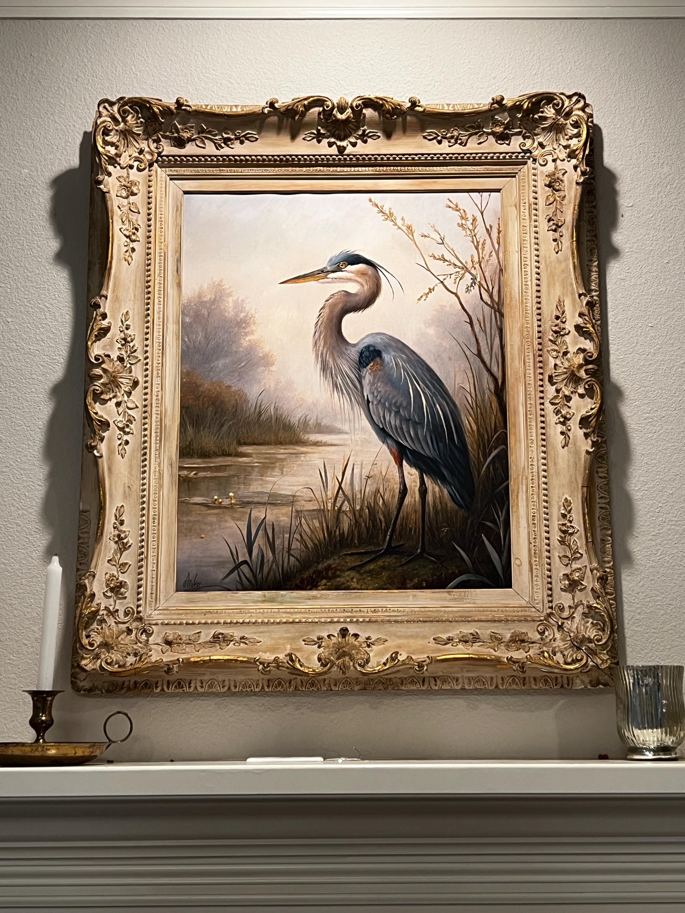 Customer photo — Great Blue Heron Painting – Vintage Style Art