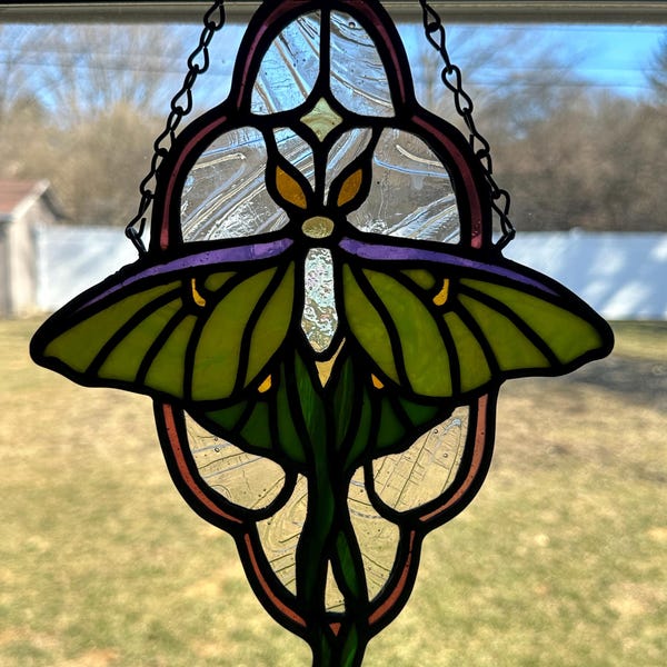 Nouveau Luna Moth Stained Glass Pattern PDF Digital File - Etsy