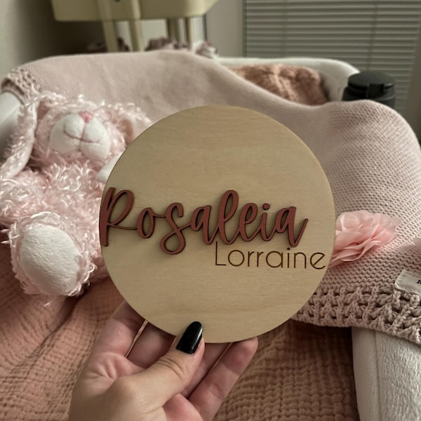 Baby Announcement Sign With Birth Stats | Matching Name Plate | Wood ...