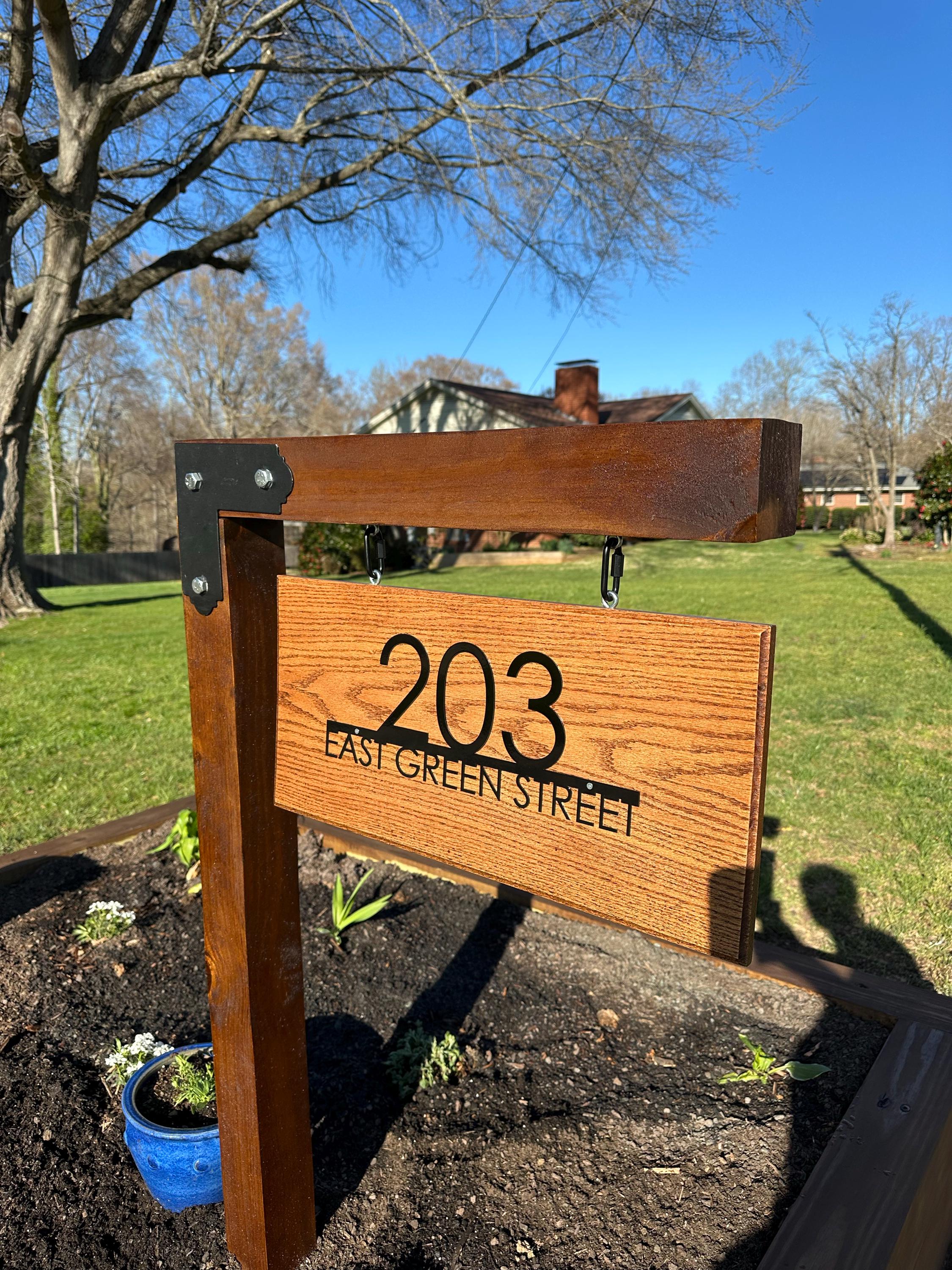 Modern Metal House Number Sign | House Address Sign with Street Name | Mid-Century Custom House Numbers | Steel Street Name