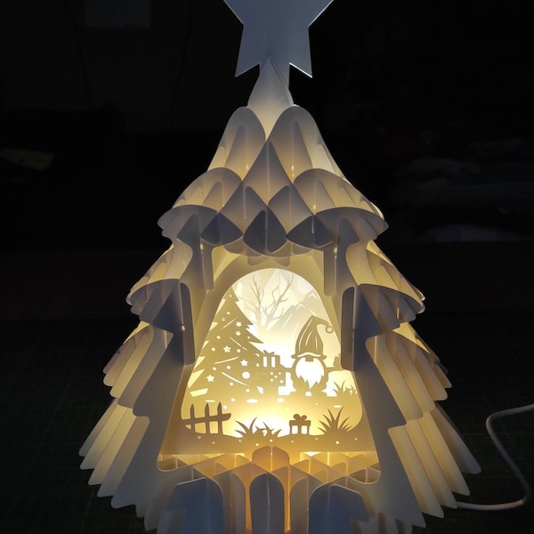 3D Christmas Tree Pop up Card SVG Template, Paper Craft Lighting (PDF ...