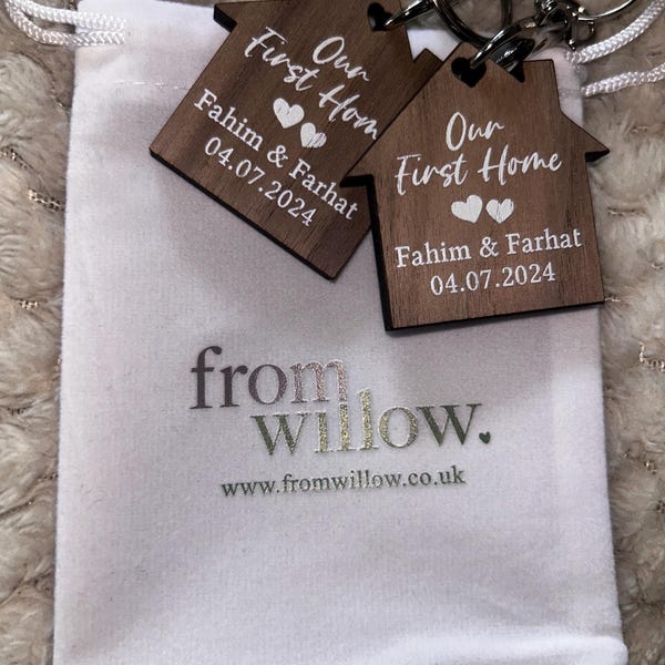 Personalised First Home Keyrings, New Home Keyrings, House Keyrings Set ...