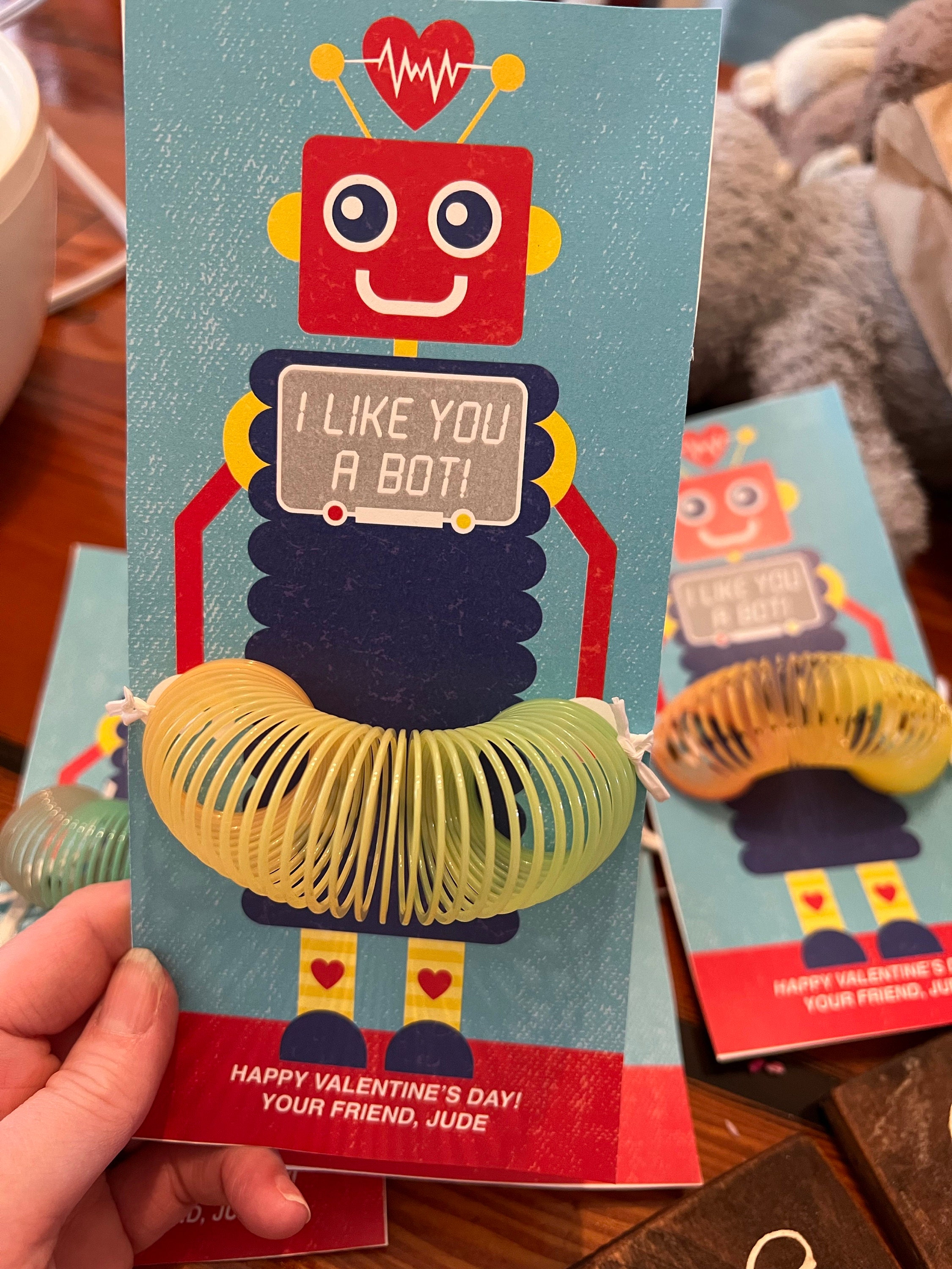 Robot kids valentine, slinky valentine, robot, school valentine, classroom valentine, printable, Just Add Confetti - INSTANT DOWNLOAD