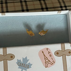 Customer photo, Whale Stud Earrings