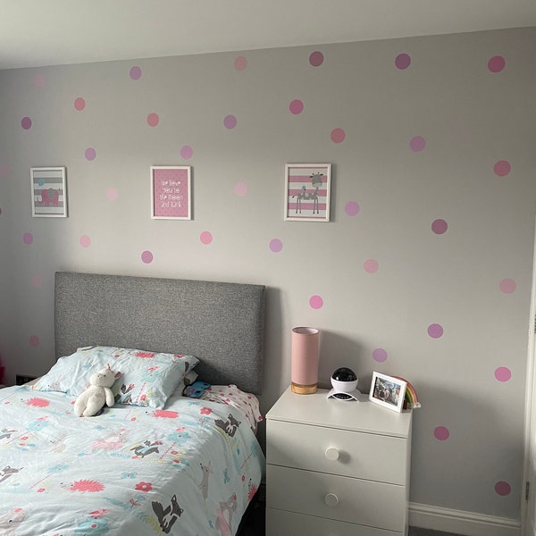 Pink and Purple Polka Dot Wall Stickers, Pastel Pink Baby Girl Nursery ...
